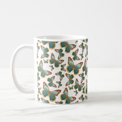 Blue Gradient Butterfly Pattern Coffee Mug