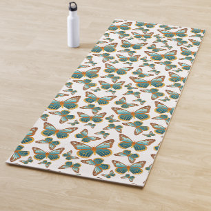 Blue Gradient Butterfly Pattern Yoga Mat