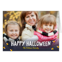 Blue Gradient Candy Corn Happy Halloween Photo Card
