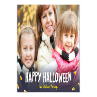 Blue Gradient Candy Corn Happy Halloween Photo Magnetic Card