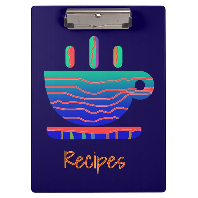 Blue Gradient Coffee Break Recipes  Clipboard (Front)