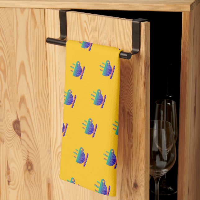 Blue Gradient Coffee Break Yellow  Kitchen Towel (Thirds Fold)