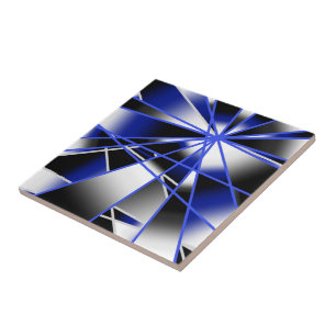 Blue Gradient Color Fill Mechanical Drawing Mosaic Ceramic Tile
