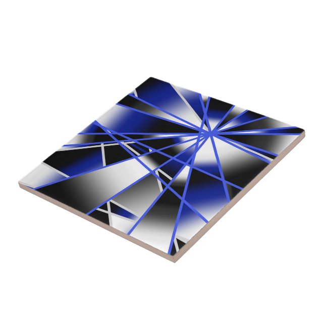 Blue Gradient Color Fill Mechanical Drawing Mosaic Ceramic Tile (Side)
