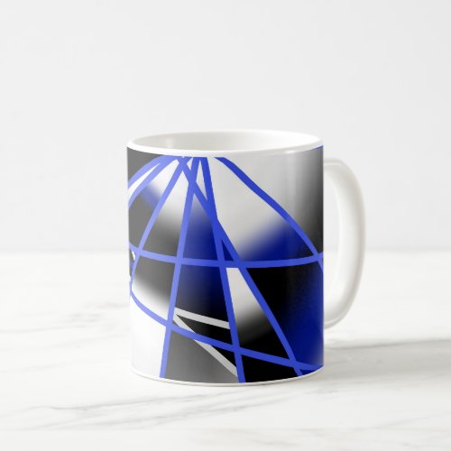 Blue Gradient Color Fill Mechanical Drawing Mosaic Coffee Mug