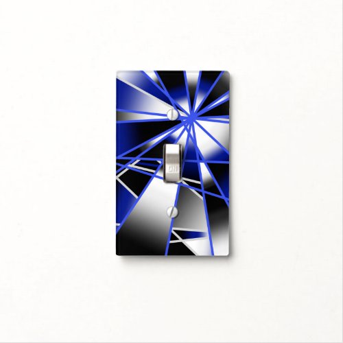 Blue Gradient Color Fill Mechanical Drawing Mosaic Light Switch Cover