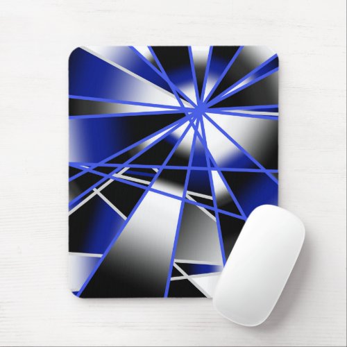 Blue Gradient Color Fill Mechanical Drawing Mosaic Mouse Pad