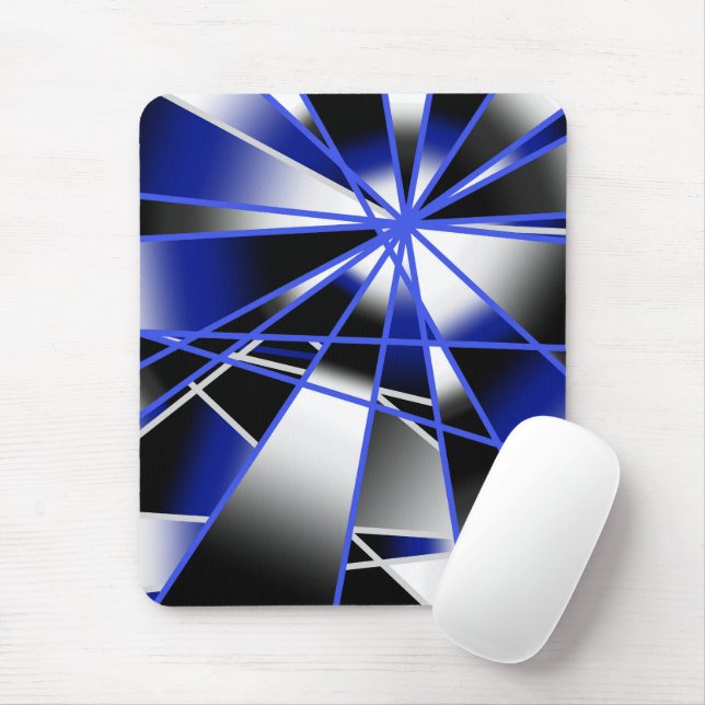 Blue Gradient Color Fill Mechanical Drawing Mosaic Mouse Pad (With Mouse)
