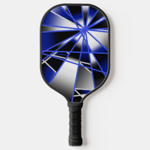 Blue Gradient Color Fill Mechanical Drawing Mosaic Pickleball Paddle