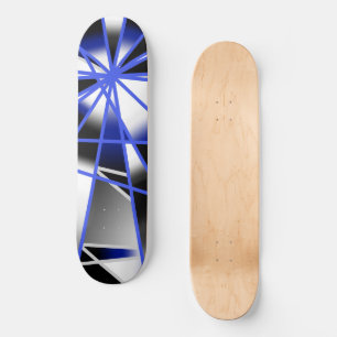 Blue Gradient Color Fill Mechanical Drawing Mosaic Skateboard
