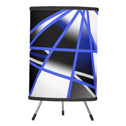 Blue Gradient Color Fill Mechanical Drawing Mosaic Tripod Lamp