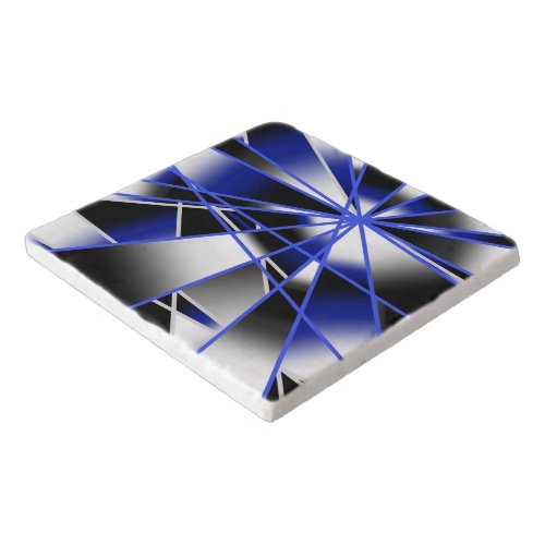 Blue Gradient Color Fill Mechanical Drawing Mosaic Trivet