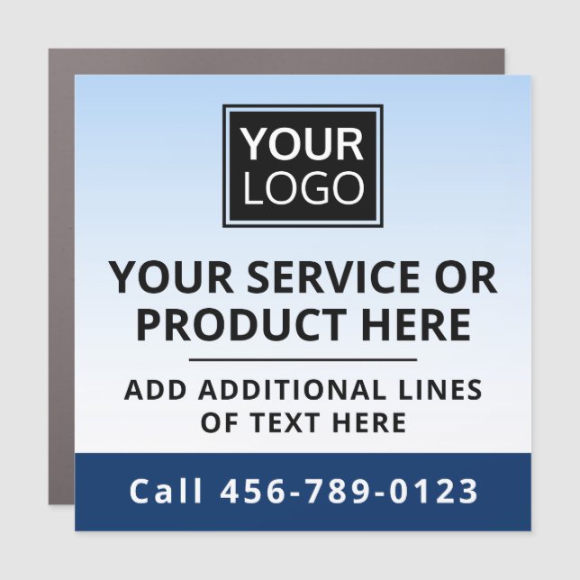 Blue gradient custom logo business service car magnet (Front)