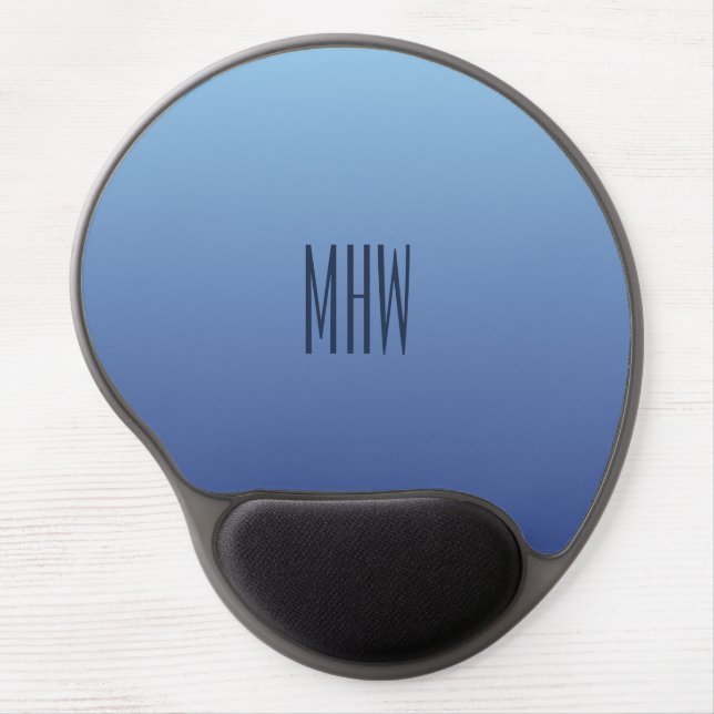 Blue Gradient custom monogram mousepad (Front)