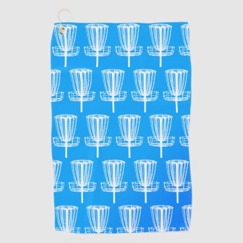 Blue gradient disc golf towel with basket
