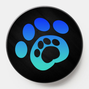 Blue Gradient Dog Paw Print Bold Modern Design PopSocket