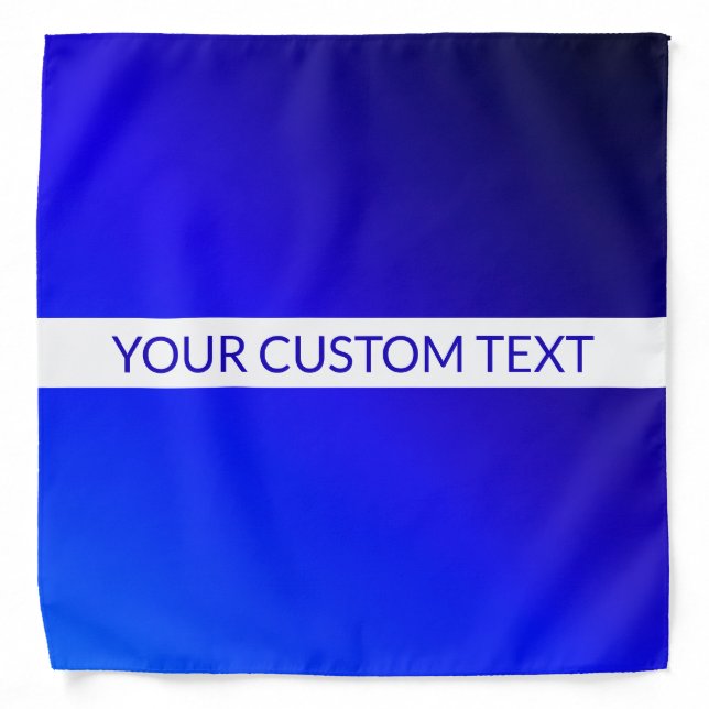 Blue Gradient & Editable Text on White Stripe Bandana (Front)