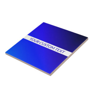 Blue Gradient & Editable Text on White Stripe Ceramic Tile