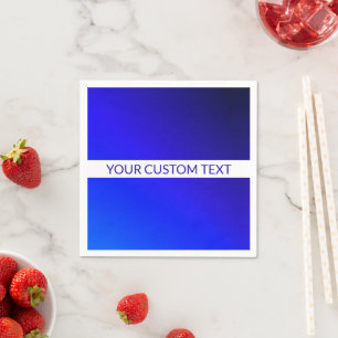 Blue Gradient & Editable Text on White Stripe Napkins