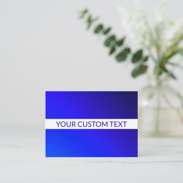 Blue Gradient & Editable Text on White Stripe Note Card (Standing Front)
