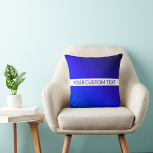 Blue Gradient & Editable Text on White Stripe Throw Pillow