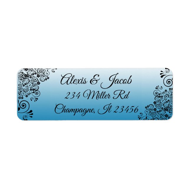 Blue Gradient Elegant Script Return Labels (Front)