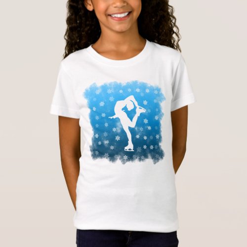 Blue Gradient Figure Skating in the White Snow T_Shirt