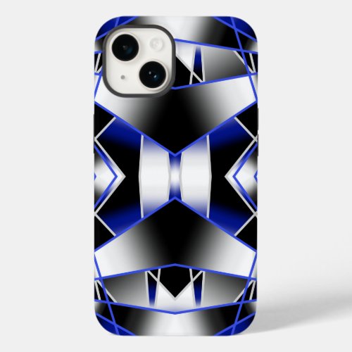 Blue Gradient Filled Mechanical Drawing Mosaic Case_Mate iPhone 14 Case