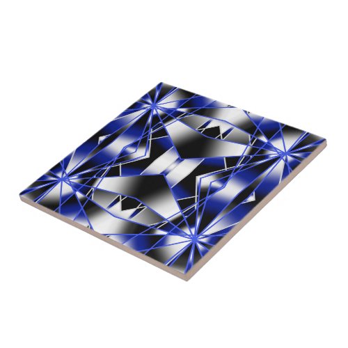 Blue Gradient Filled Mechanical Drawing Mosaic Ceramic Tile