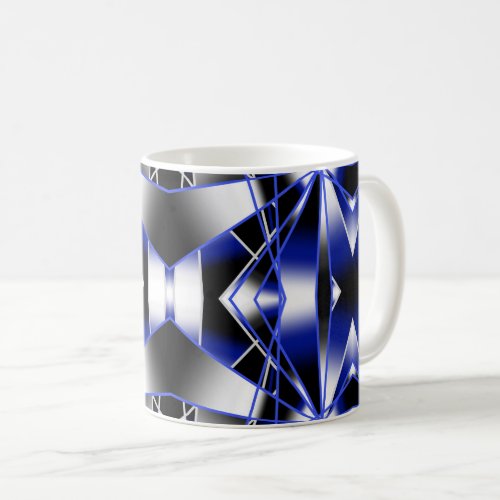 Blue Gradient Filled Mechanical Drawing Mosaic Coffee Mug