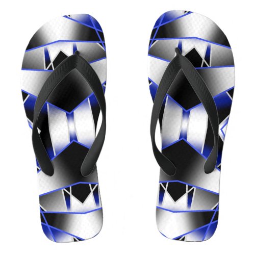 Blue Gradient Filled Mechanical Drawing Mosaic Flip Flops