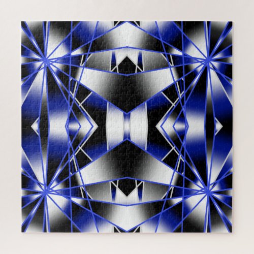 Blue Gradient Filled Mechanical Drawing Mosaic Jigsaw Puzzle