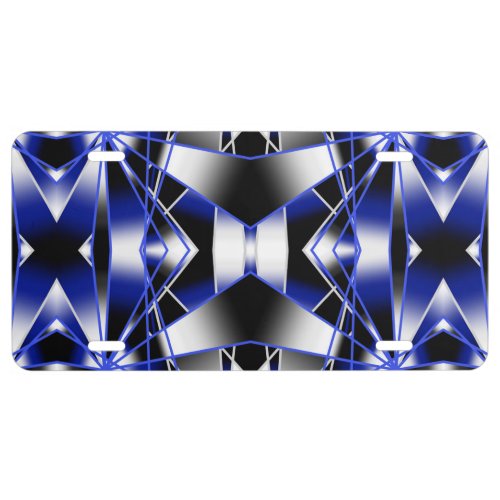 Blue Gradient Filled Mechanical Drawing Mosaic License Plate