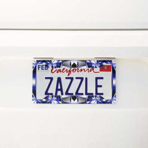 Blue Gradient Filled Mechanical Drawing Mosaic License Plate Frame