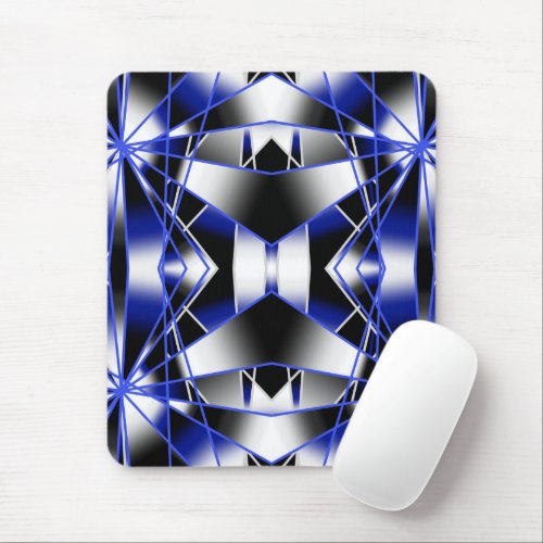 Blue Gradient Filled Mechanical Drawing Mosaic Mouse Pad