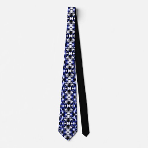 Blue Gradient Filled Mechanical Drawing Mosaic Neck Tie