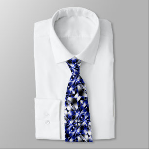 Blue Gradient Filled Mechanical Drawing Mosaic Neck Tie