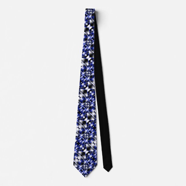 Blue Gradient Filled Mechanical Drawing Mosaic Neck Tie (Front)