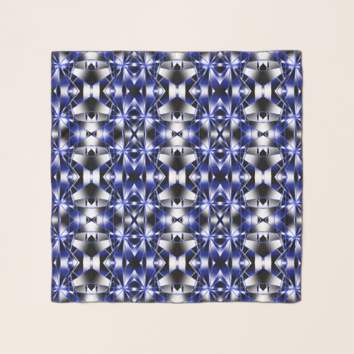 Blue Gradient Filled Mechanical Drawing Mosaic Scarf