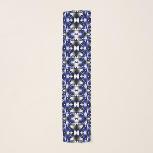 Blue Gradient Filled Mechanical Drawing Mosaic Scarf