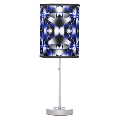 Blue Gradient Filled Mechanical Drawing Mosaic Table Lamp
