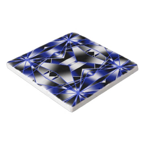 Blue Gradient Filled Mechanical Drawing Mosaic Trivet