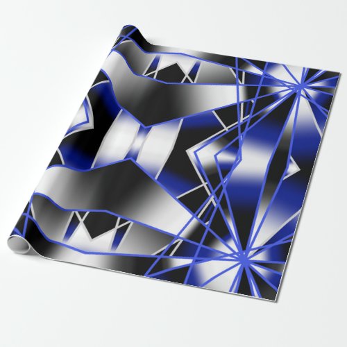 Blue Gradient Filled Mechanical Drawing Mosaic Wrapping Paper