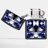 Light blue geometric mesh pattern Monogram Zippo Lighter