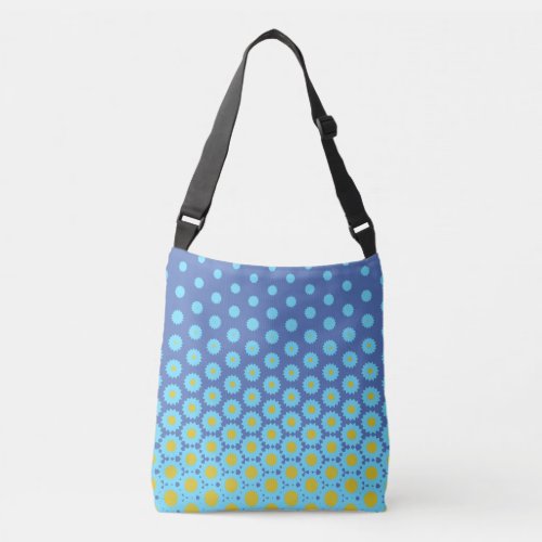 Blue Gradient Floral Delight Crossbody Bag