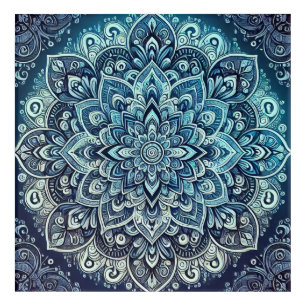 Blue Gradient Mandala Design Acrylic Print