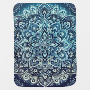 Blue Gradient Mandala Design Baby Blanket