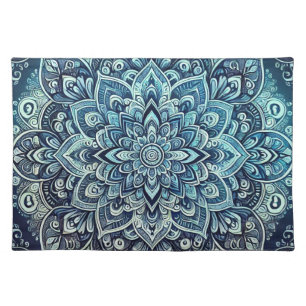 Blue Gradient Mandala Design Cloth Placemat
