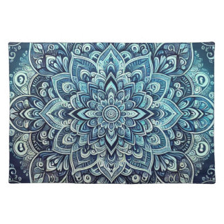 Blue Gradient Mandala Design Cloth Placemat