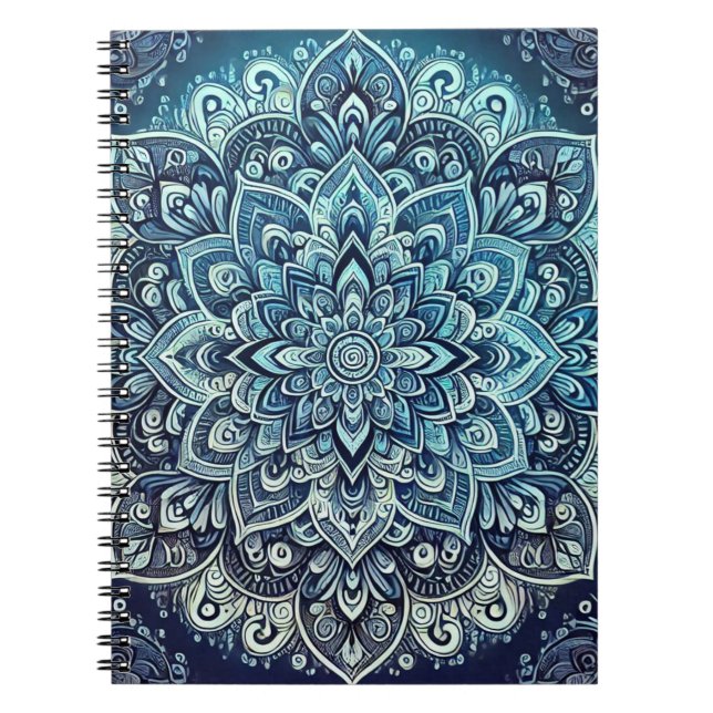 Blue Gradient Mandala Design Notebook (Front)